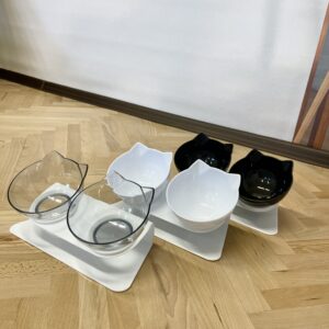 Миска двойная для котов и собак, с нескользящей подставкой, 30 x 15 x 13см