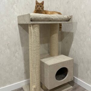 Домик для кошек с лежанкой “Мрия”, игровой комплекс когтеточка, из сизали, 100*60*40см