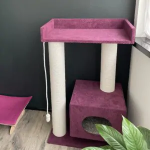 Домик для кошек с лежанкой "Мрия", игровой комплекс когтеточка, из белого каната, 100*60*40см