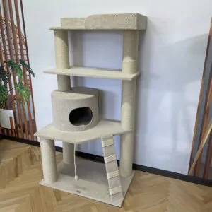 Комплекс когтеточка для больших котов “Монблан”, с большим лежаком и домом, для питомников, из сизаля 150*80*50см