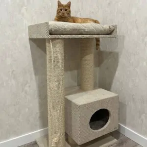 Домик для кошек с лежанкой “Мрия”, игровой комплекс когтеточка, из сизали, 100*60*40см