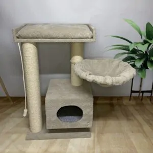 Домик для кошек с лежанкой “Мрия”, игровой комплекс когтеточка, с гамаком, сизаль100*60*40см